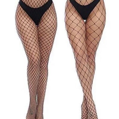 Charmnight Womens High Waist Tights Fishnet Stockings Thigh High Pantyhose 2 Pk